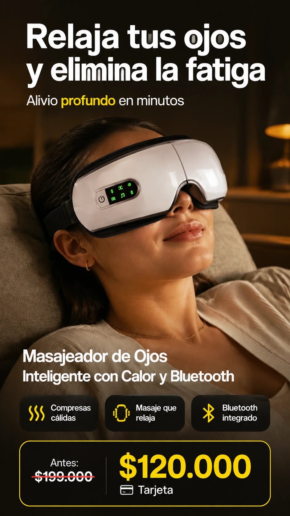 Masajeador de Ojos Inteligente con Calor y Bluetooth