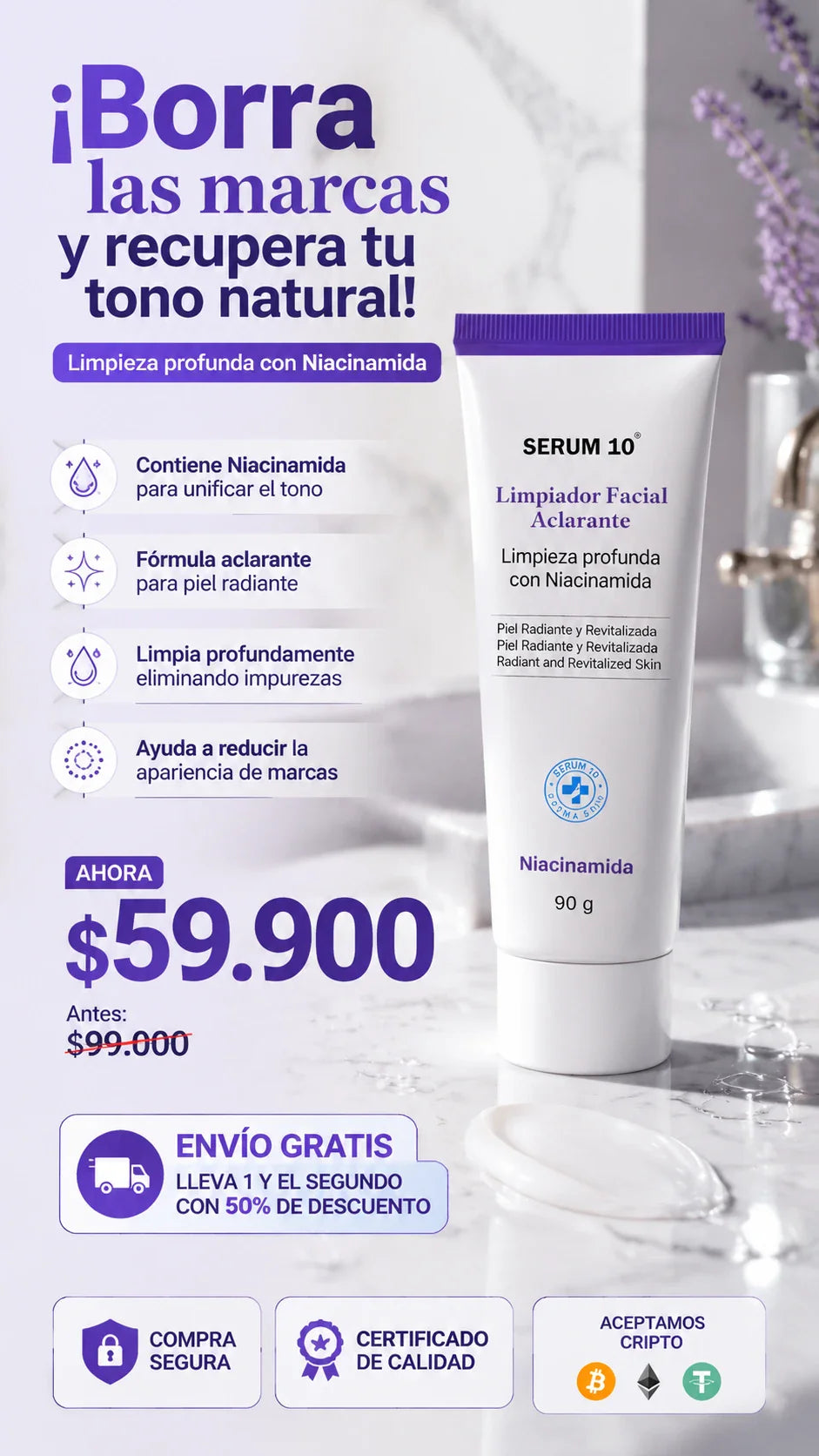 Pack 2 Limpiador Facial Aclarante - Serum 10